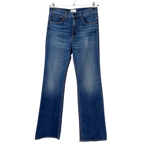 ASKK NY High Rise Slim Wide Leg Full Length Jeans Fort Tilden Medium Wash 28 - Picture 1 of 7
